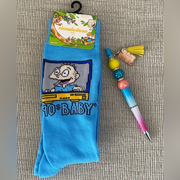 Nickelodeon Other - Nickelodeon Blue Rugrats Socks and Handmade Pen Set (90’s Baby)